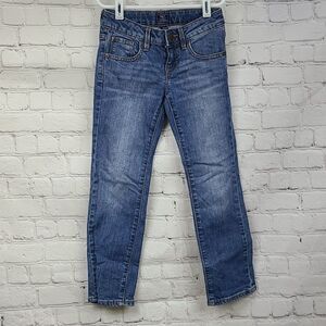 GAP Kids Jeans Straight Fit Boys Size 6 Distressed Stretch Denim Adj Waist EUC